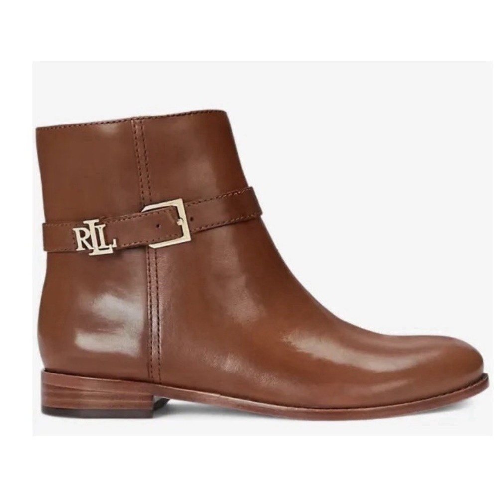 Lauren Ralph Lauren Women's Brooke Burnished Leather Bootie Size 9.5